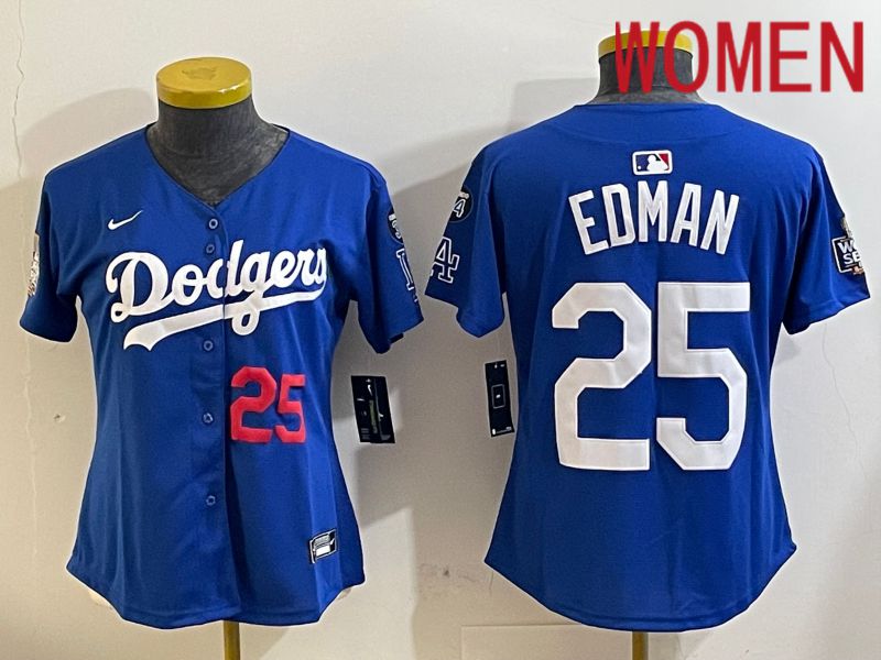 Women Los Angeles Dodgers #25 Edman Blue Game 2024 Nike MLB Jersey style 11216->women mlb jersey->Women Jersey
